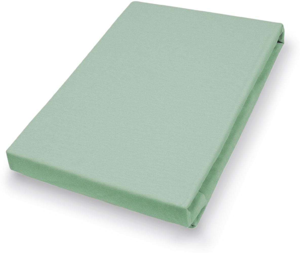 Hahn Haustextilien Jersey-Spannlaken Basic Größe 180-200x200 cm Farbe eukalyptus Bild 1