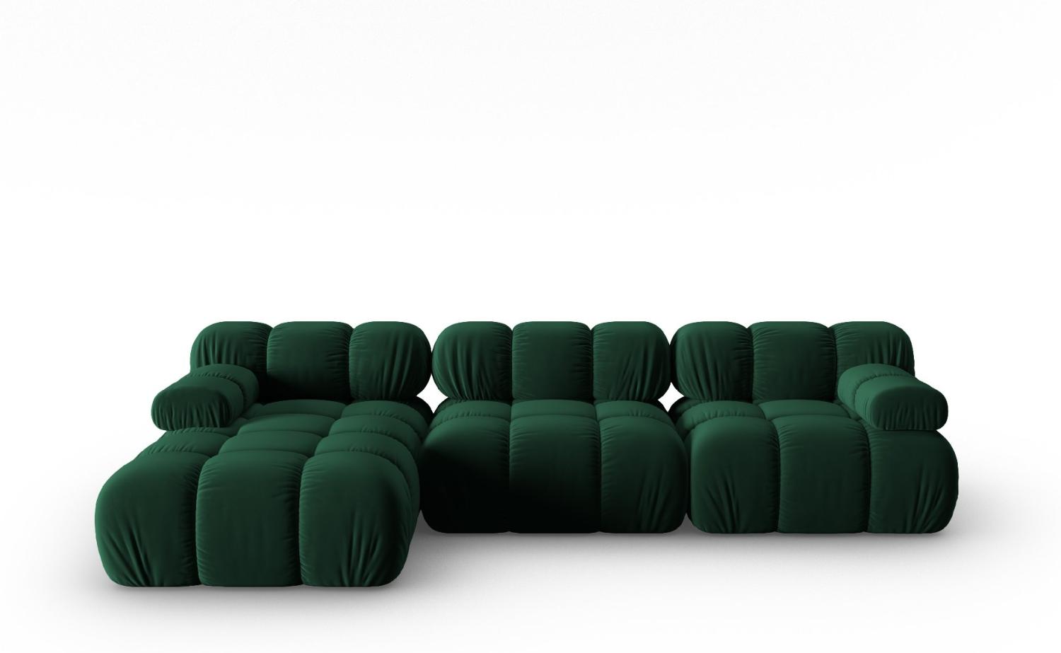 Micadoni Modulares Ecksofa Bellis 4-Sitzer Links Samtstoff Flaschengrün Bild 1