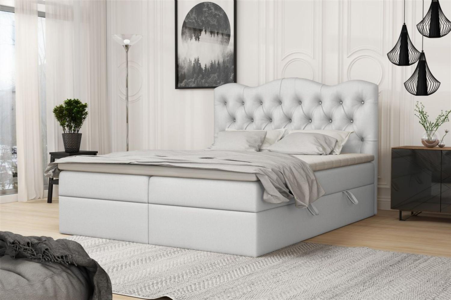 Boxspringbett Schlafzimmerbett LODOS 180x200cm Kunstleder Soft Weiss Bild 1