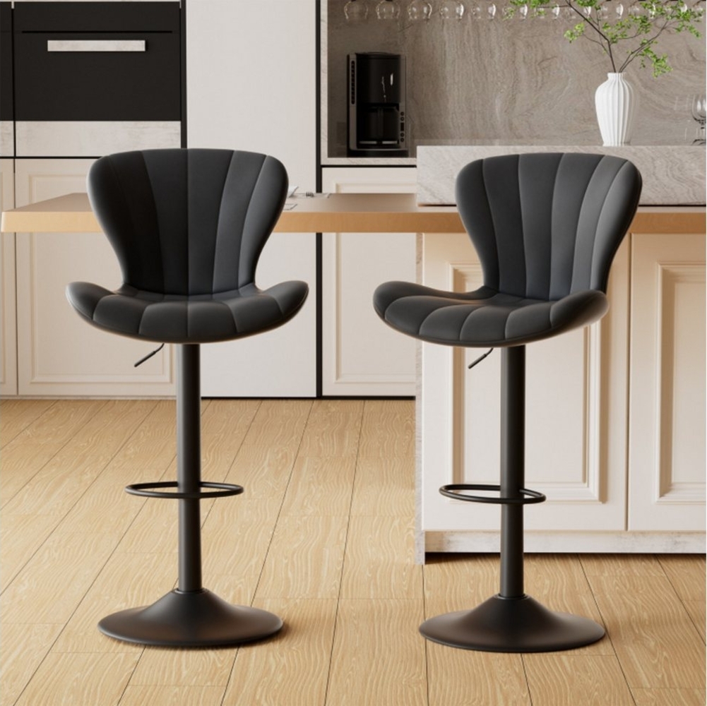 HawthyHome Barhocker 2er Set, Barstühle Drehstühle Küchenstühle mit Fußstütze, PU-Leder (2 St), Drehbar, Höhenverstellbar Bild 1