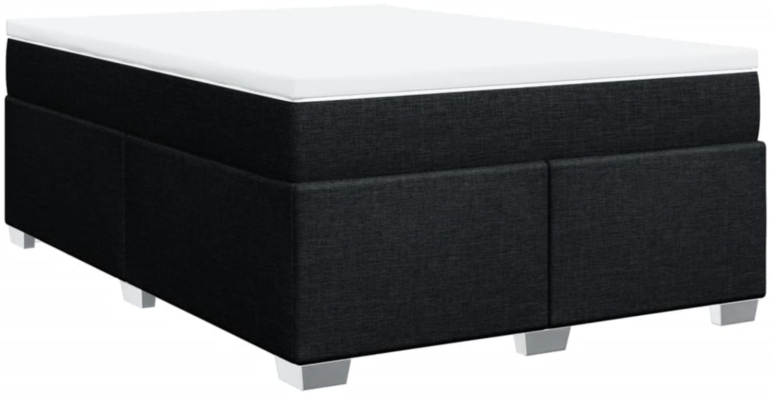 vidaXL Boxspringbett mit Matratze Schwarz 140x200 cm Stoff 3285139 Bild 1