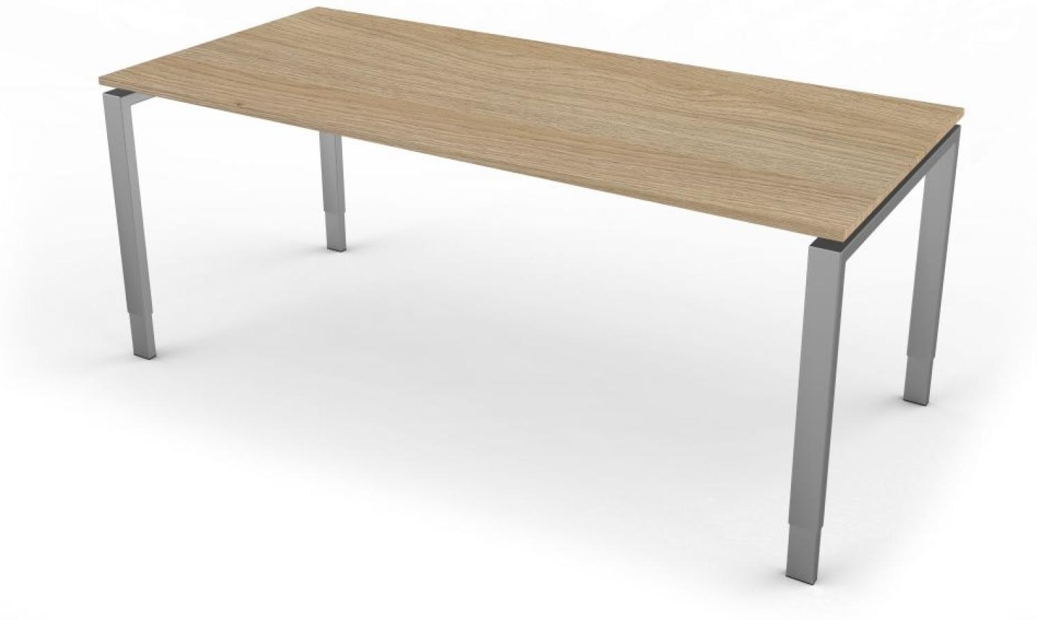 Schreibtisch mit 4-Bein-Gestell, 180x80 cm, Eiche / Silber Bild 1