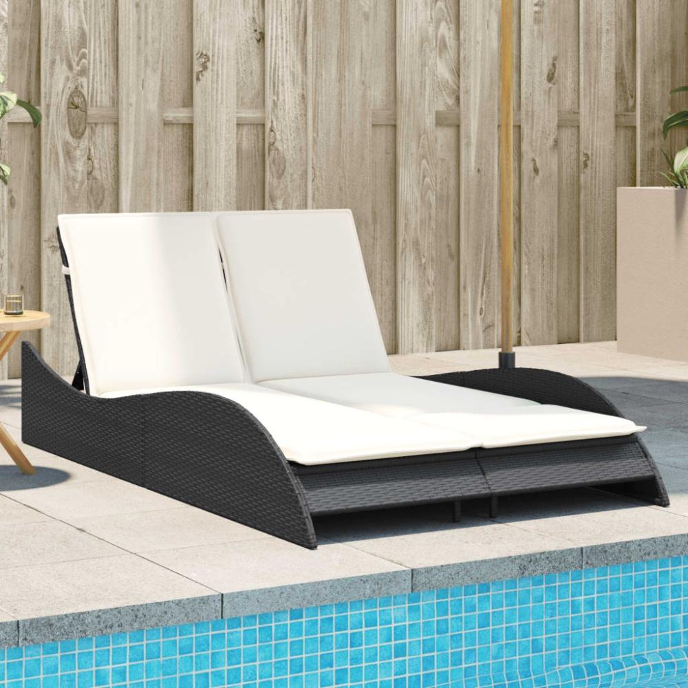 vidaXL Sonnenliege mit Auflagen Schwarz 114x205x73 cm Poly Rattan 368287 Bild 1