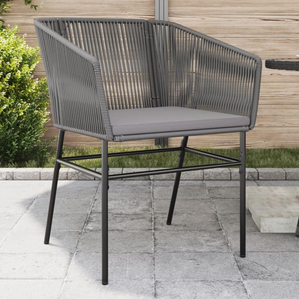 vidaXL Gartenstühle 2 Stk. mit Kissen Grau Poly Rattan 369104 Bild 1