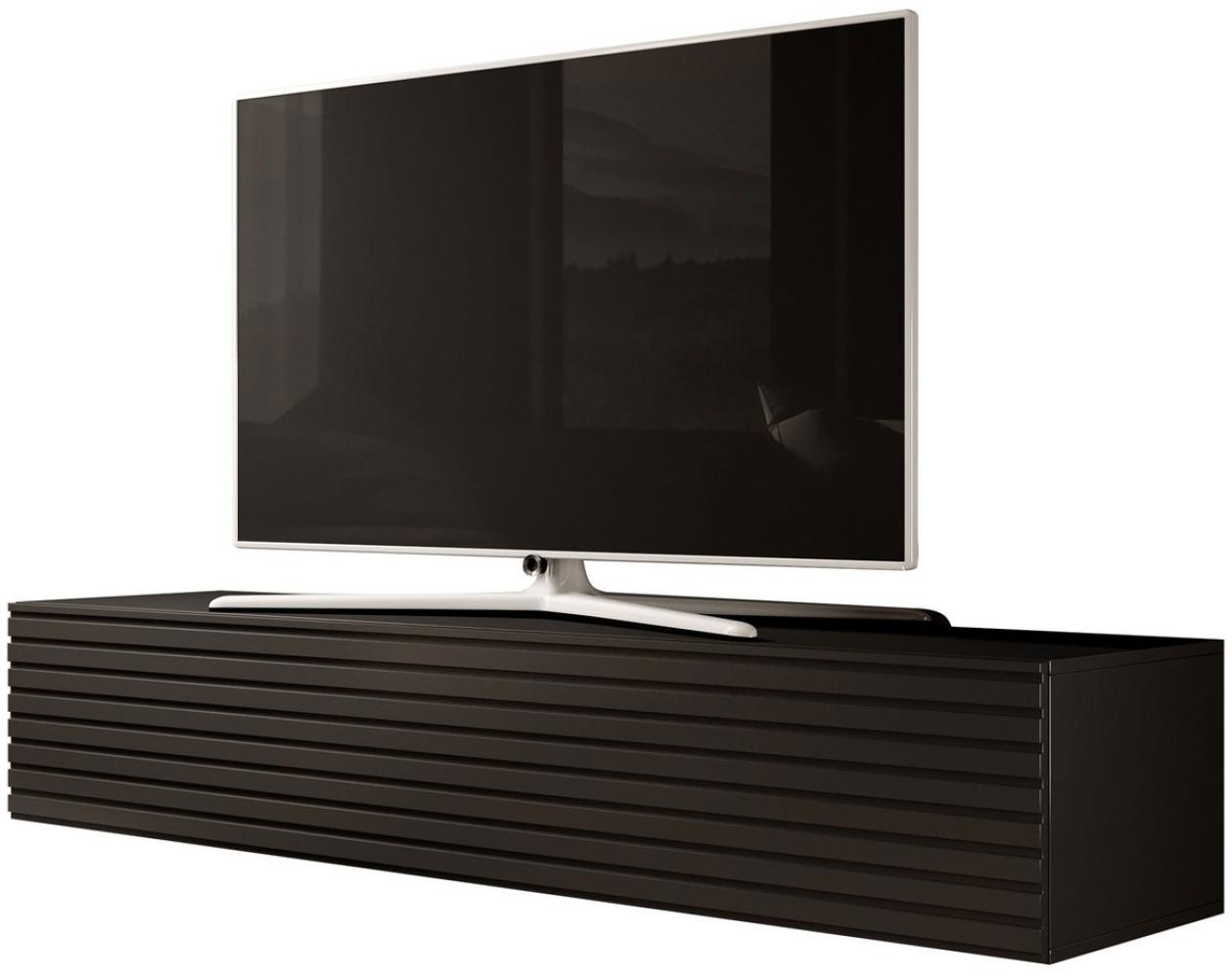 Furnix TV-Schrank Lowboard ZALVO 160 cm Fernsehschrank stehend/hängend Lamellen Design 3 geschlossene Fächer, Design & Funktionalität Bild 1