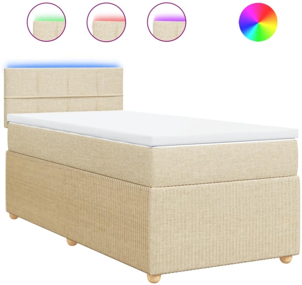 vidaXL Boxspringbett mit Matratze Creme 100x200 cm Stoff 3289672 Bild 1