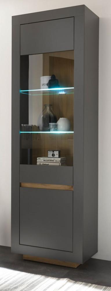 Vitrine Rooky in anthrazit und Eiche Wotan 64 x 206 cm Bild 1