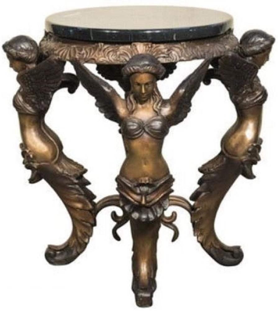 Casa Padrino Luxus Barock Hocker Engel Ø 51 x H. 48 cm - Runder Bronze Sitzhocker im Barockstil - Barock Möbel Bild 1