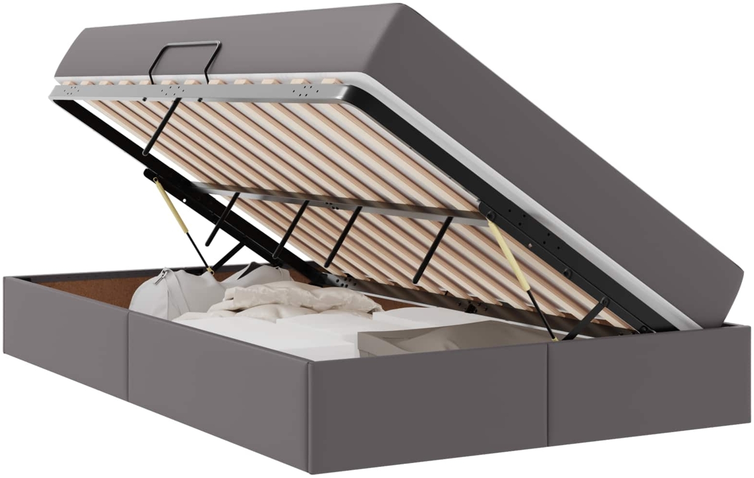 vidaXL Aufbewahrungsbett mit Matratze Grau 120x200 cm Kunstleder 3399606 Bild 1