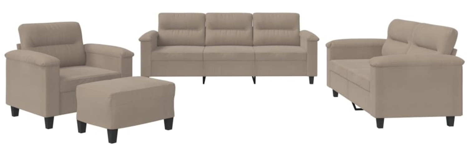 vidaXL 4-tlg. Sofagarnitur mit Kissen Taupe Mikrofasergewebe 3202296 Bild 1