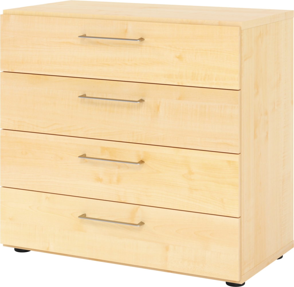 bümö smart Schubladenschrank, Büroschrank 80cm breit in Ahorn mit 4 Schüben - Bürocontainer aus Holz, Container mit Metallgriffen & Soft-Stop Schubladen, 928S4-3-3-BS Bild 1