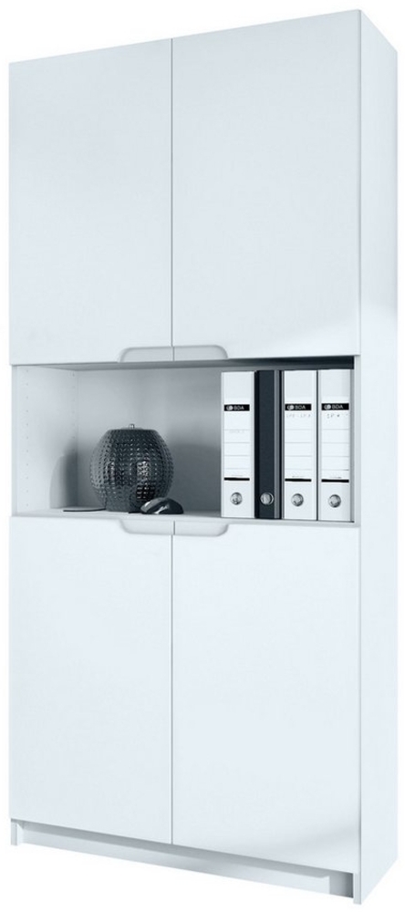 Vladon Aktenschrank Logan V2 (Aktenschrank, mit 5 Fächern und 4 Türen) Weiß matt/Weiß matt (82 x 185 x 37 cm) Bild 1