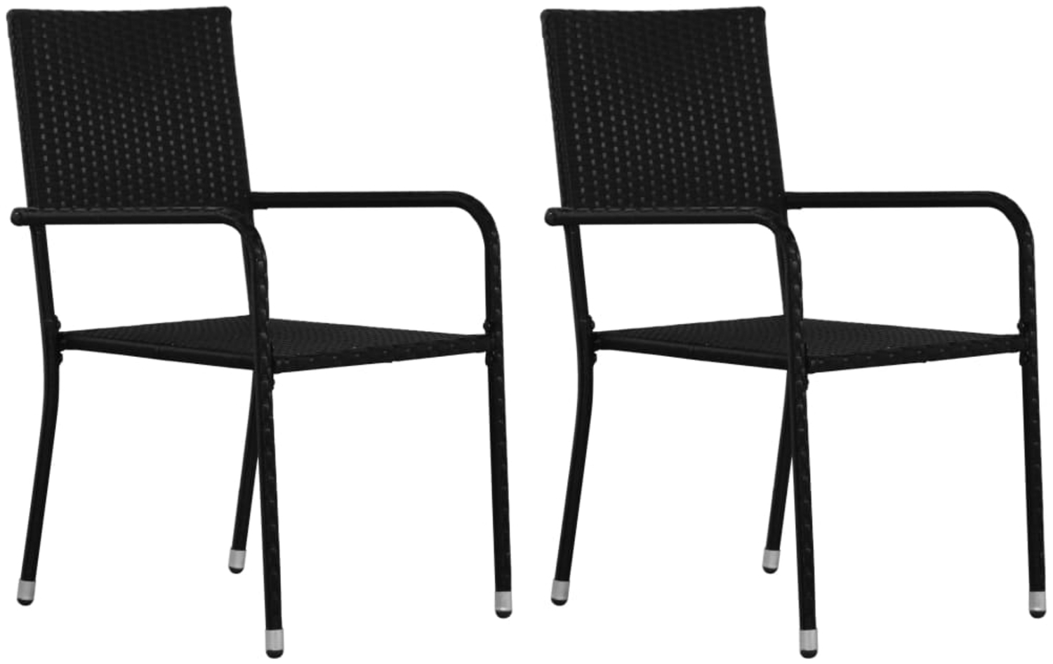 vidaXL Garten-Essstühle 2 Stk. Stapelbar Schwarz Polyrattan 318718 Bild 1