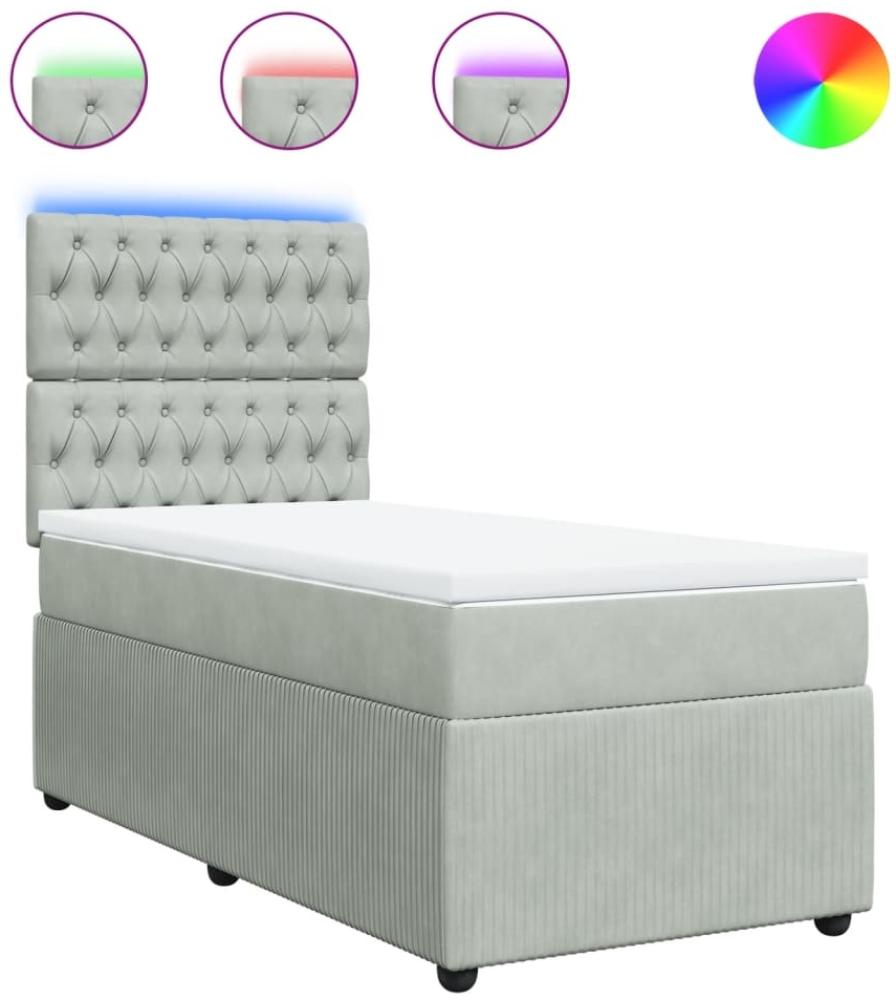 vidaXL Boxspringbett mit Matratze Hellgrau 90x200 cm Samt 3294544 Bild 1