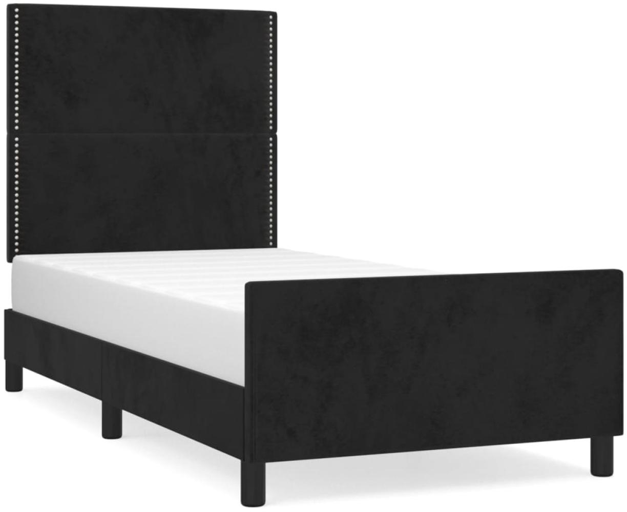 Bettgestell mit Kopfteil Samt Schwarz 80x200 cm Bild 1