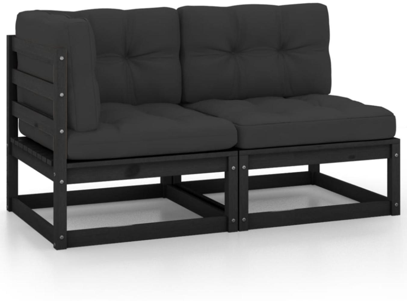 vidaXL 2-tlg. Garten-Lounge-Set mit Kissen Schwarz Kiefer Massivholz 805749 Bild 1