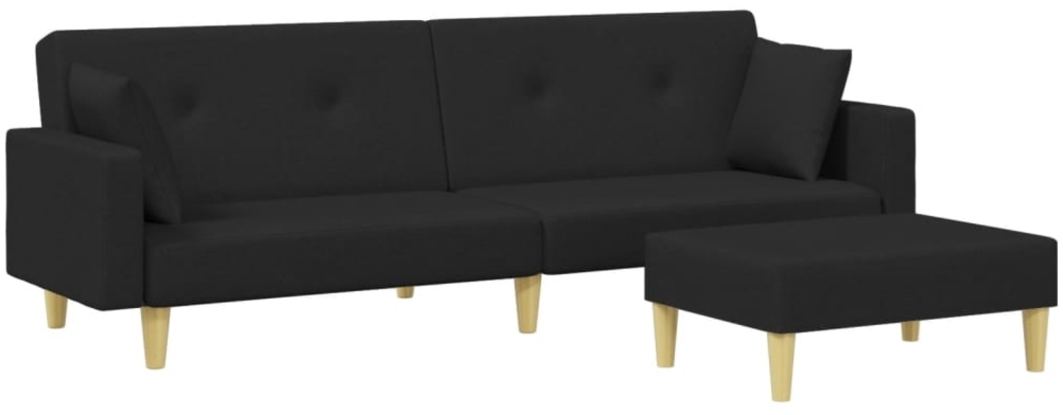 vidaXL Schlafsofa 2-Sitzer mit Fußhocker, Schwarz Bild 1