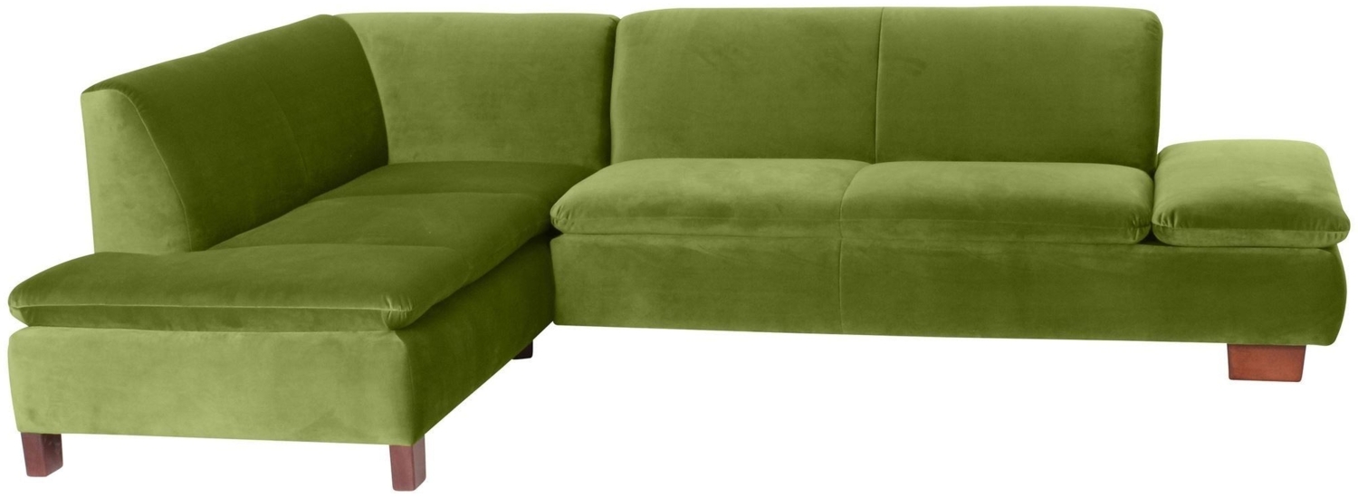 Ecksofa mit Ottomane links Kaye Bezug Samtvelours Buche nussbaum dunkel / oliv 23093 Bild 1