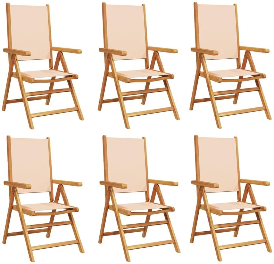 vidaXL Gartenstühle Verstellbar 6 Stk. Beige Stoff und Massivholz 3214548 Bild 1