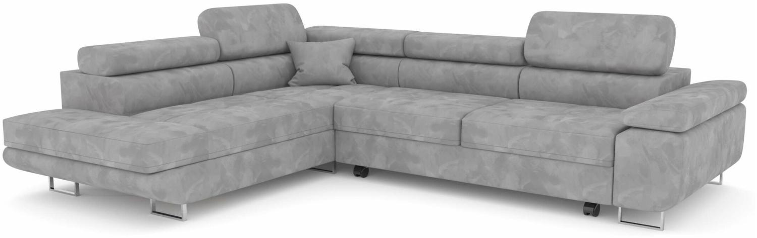 Stylefy Marokko Ecksofa Silber Velours MONOLITH Links Bild 1