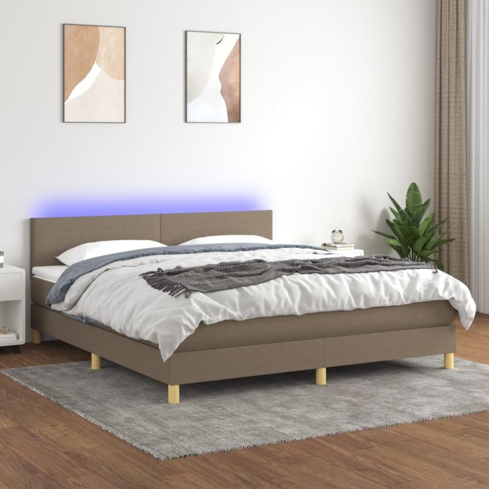 vidaXL Boxspringbett mit Matratze & LED Taupe 180x200 cm Stoff 3133577 Bild 1