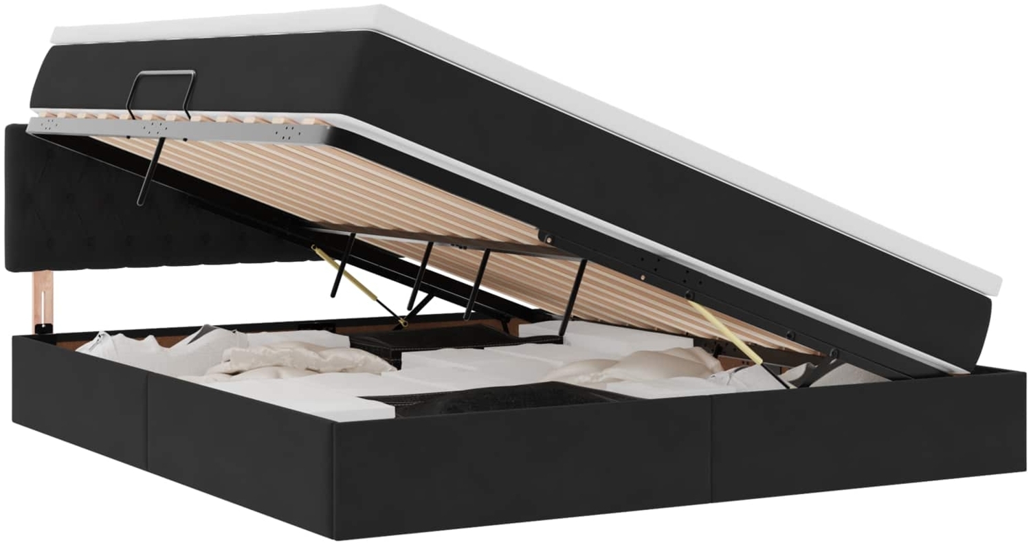 vidaXL Aufbewahrungsbett mit Matratze Schwarz 180x200 cm Samt 3370835 Bild 1