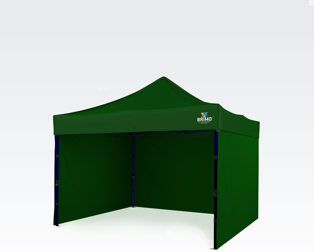 Gartenpavillon 3x3m Stahlrahmen mit 3 Wänden: Arbeitszelt für Handwerker - mit 3 Wänden - Grün Bild 1