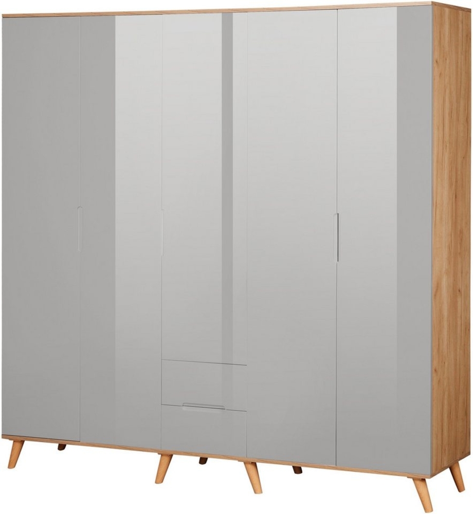 andas Kleiderschrank Lund Schlafzimmerschrank Bestseller im skandinavischem Design Garderobenschrank mit Premium Innenausstattung, Breite 200cm hochglanz Bild 1