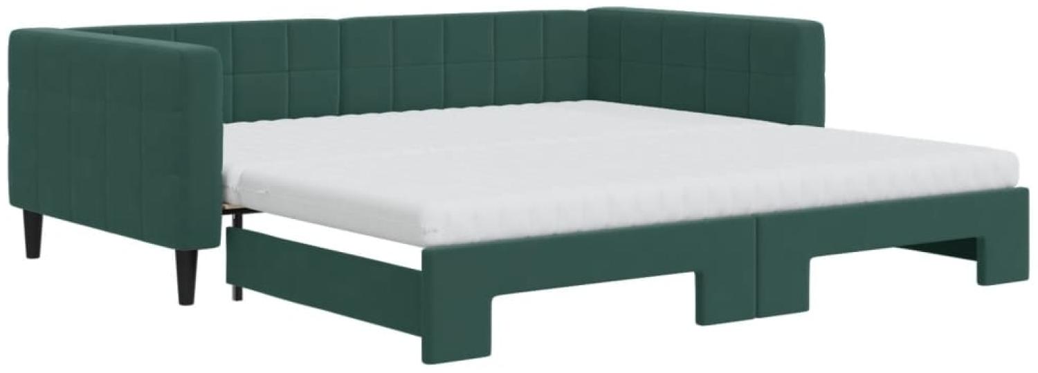 vidaXL Tagesbett Ausziehbar mit Matratzen Dunkelgrün 100x200 cm Samt 3196724 Bild 1