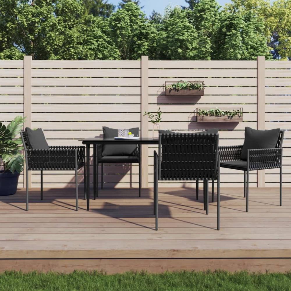 vidaXL Gartenstühle mit Kissen 4 Stk. Schwarz 54x61x83 cm Poly Rattan 3187089 Bild 1