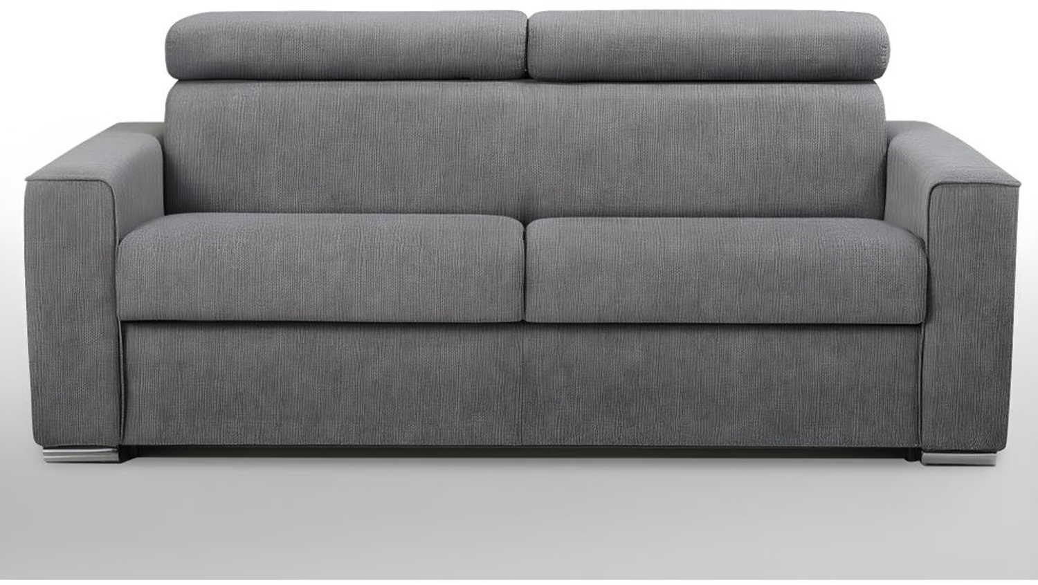 Schlafsofa 3-Sitzer Stoff VIZIR - Grau - Liegefläche: 140 cm - Matratzenhöhe: 18 cm mit Memory Schaum Bild 1