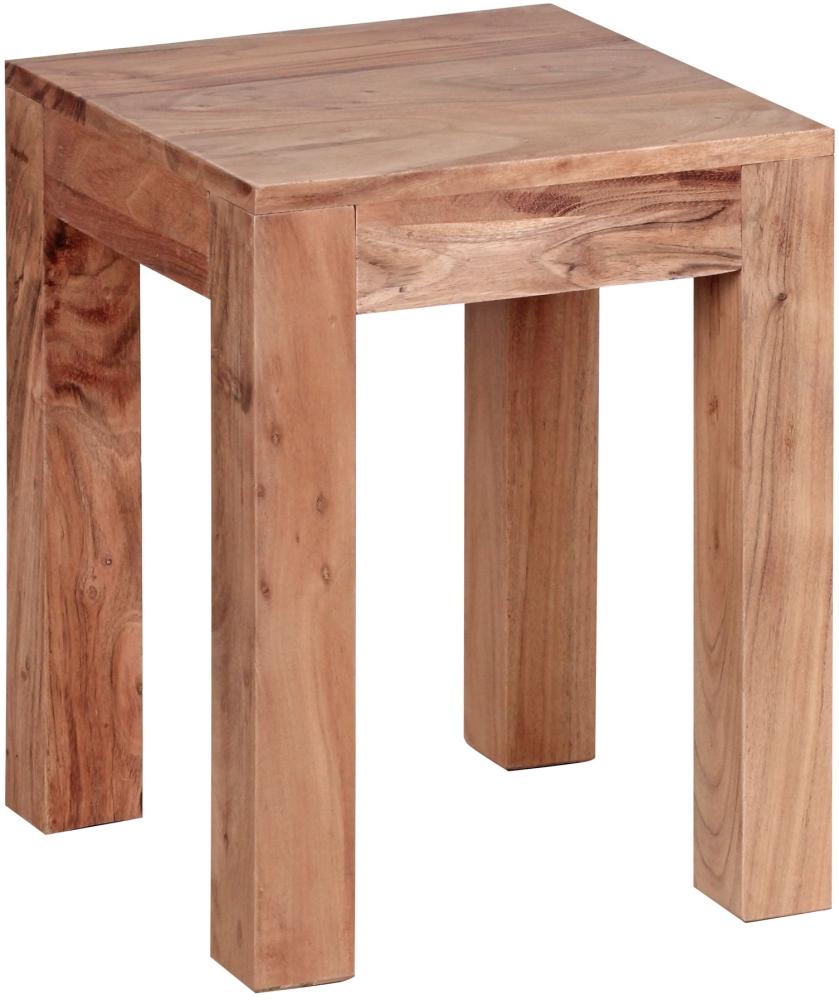 Kadima Design Massivholz-Tisch "Nako": Handgefertigt, 45x40x45 cm, Akazienholz, 50kg Belastbarkeit. Beige, 35x35x45 cm Bild 1