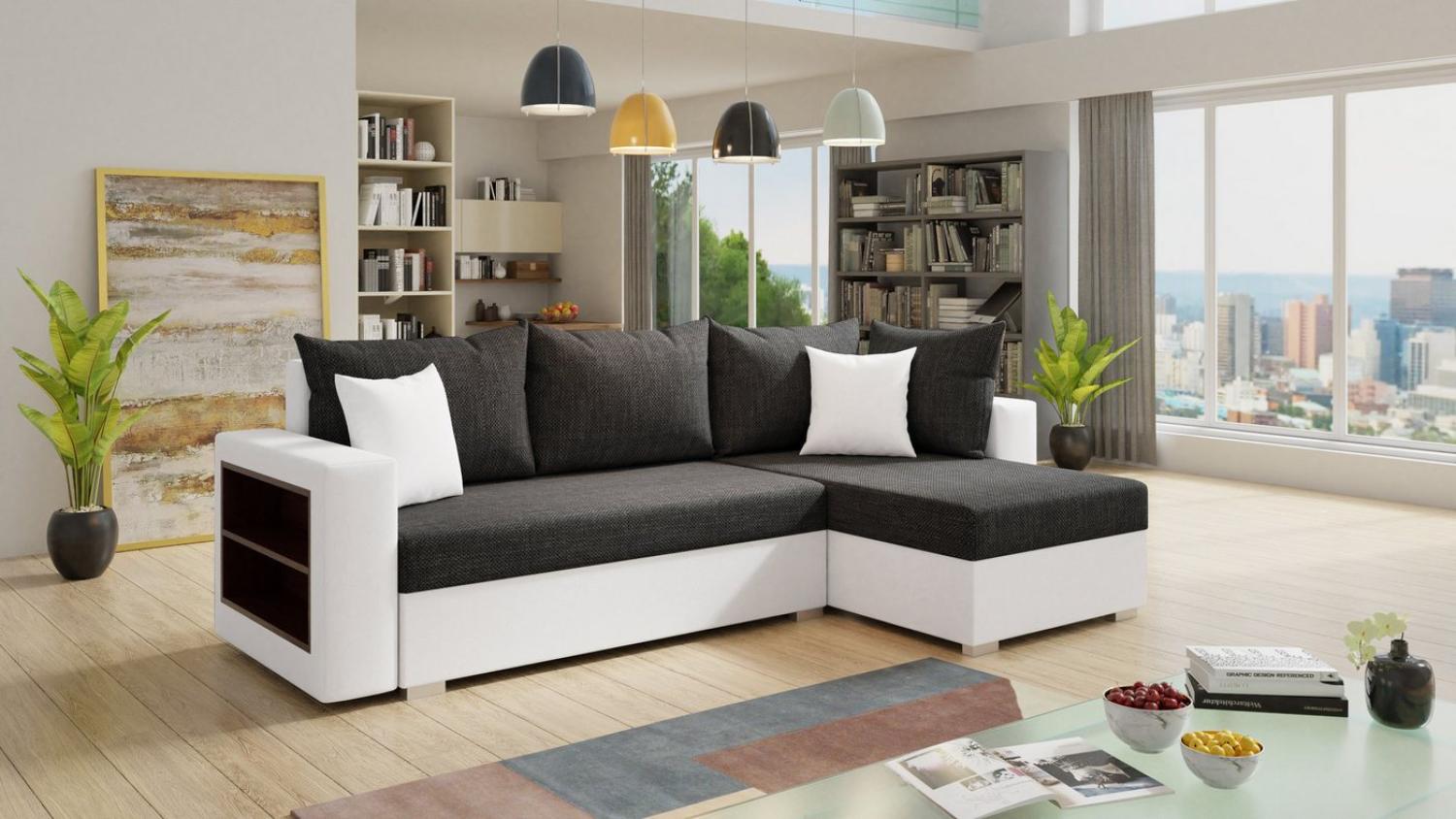 Sofnet Ecksofa Lord, mit Schlaffunktion und Bettkasten, L-Form Couch, Schlafsofa mit Regal Bild 1