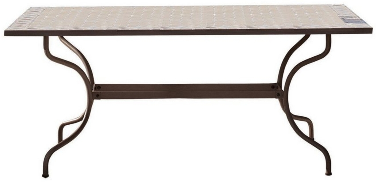 Mirabeau Gartentisch mediterraner Mosaiktisch Labaroche mit Zementplatte & Stahlgestell (kunstvoll, wetterfestes Design, inkl. Mosaikplatte in Terrakotta/Creme), Fliesentisch, Gartentisch, Mosaik-Tischplatte, B 180cm, H 75cm, T 90cm Bild 1
