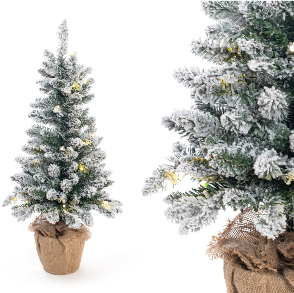 Evergreen Künstlicher Weihnachtsbaum | inkl. Kunstschnee und LEDs | Grün | 90 cm Bild 1