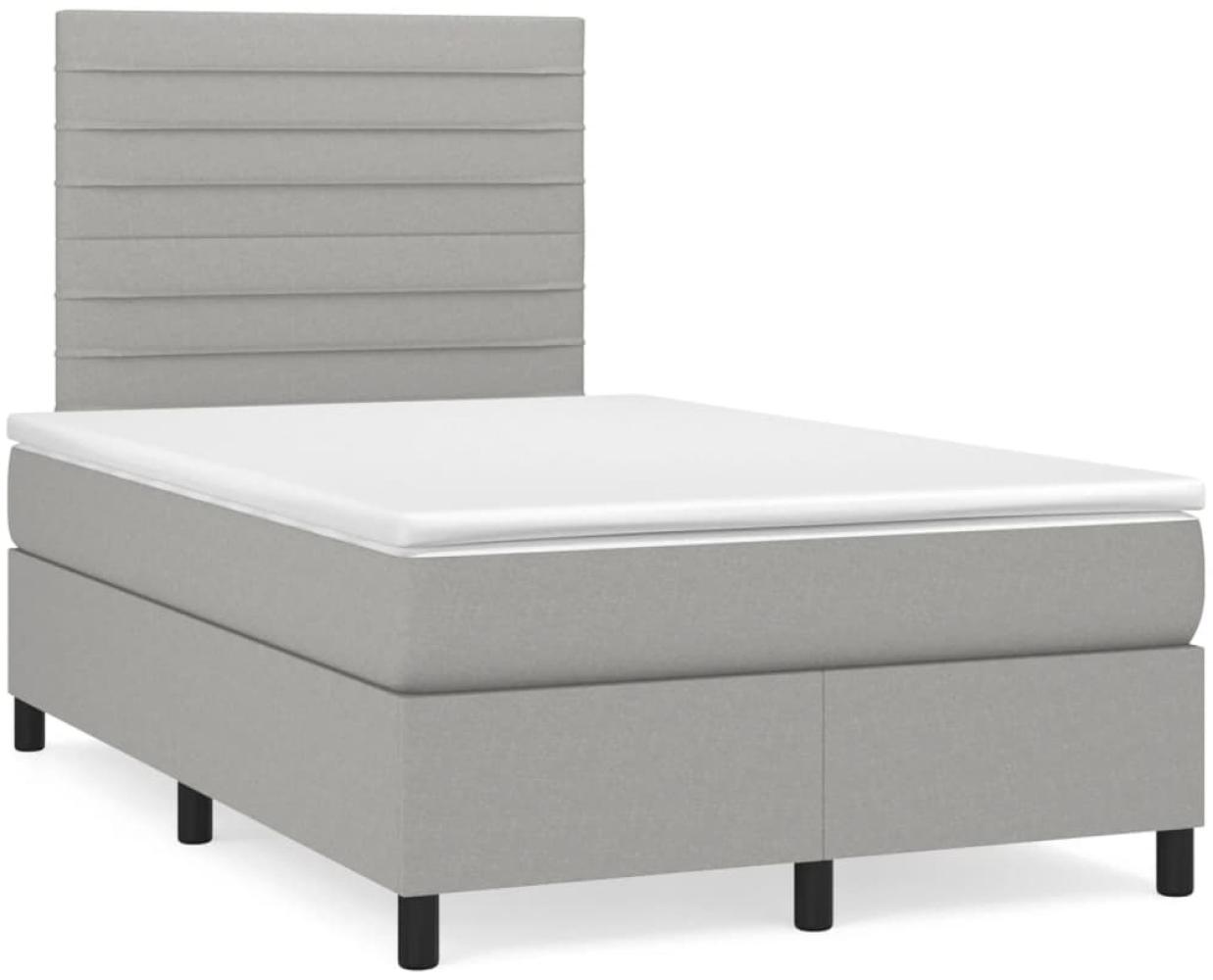 vidaXL Boxspringbett mit Matratze & LED Hellgrau 120x190 cm Stoff 3270204 Bild 1