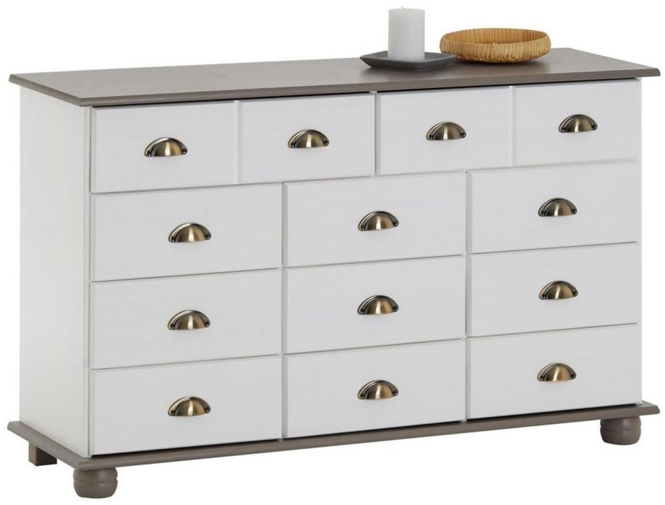 IDIMEX Kommode COLMAR, Sideboard COLMAR Sideboard Anrichte 11 Schubladen, Kiefer weiß/taupe Bild 1