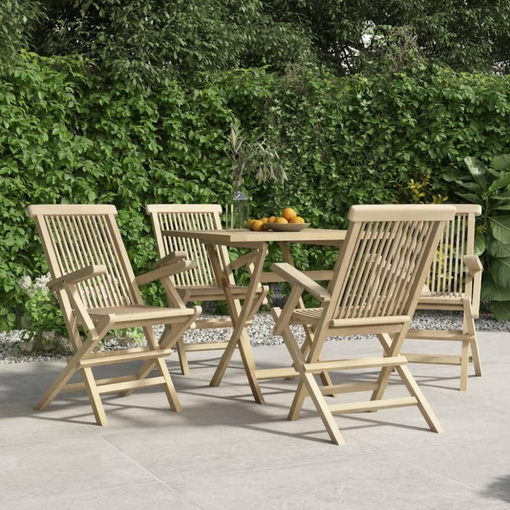 vidaXL Gartenstühle 4 Stk. Klappbar Grau 56x61x89 cm Massivholz Teak 3155070 Bild 1