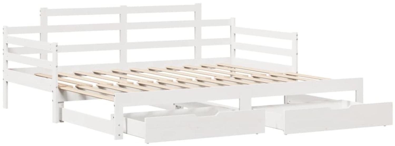 vidaXL Tagesbett Ausziehbar mit Schubladen ohne Matratze Weiß 80x200cm 3302240 Bild 1