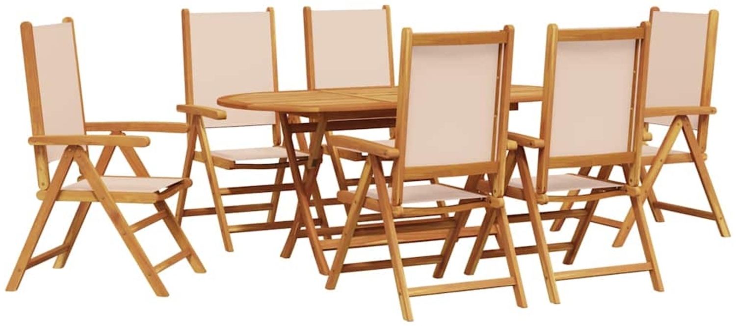 vidaXL Garten Essgruppe Falten 7 pcs Beige Akazie Massivholz 3375749 Bild 1