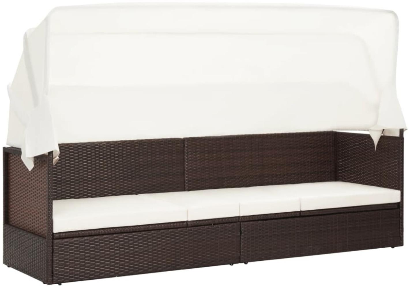 vidaXL Gartensofa mit Sonnendach Poly Rattan Braun 49394 Bild 1