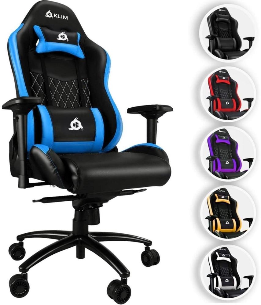KLIM Esports Gaming Stuhl mit Lenden- und Nackenstütze und Verstellbar Gaming Bild 1