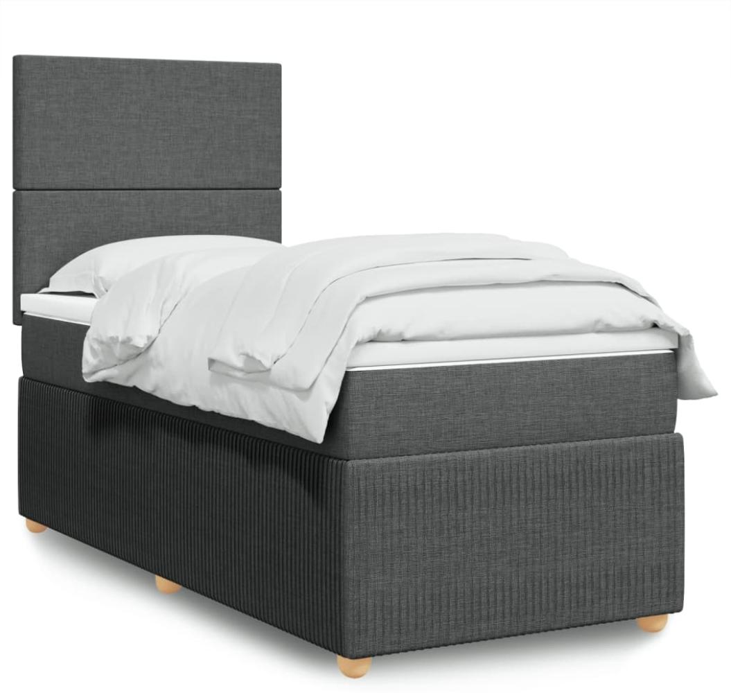 vidaXL Boxspringbett mit Matratze Dunkelgrau 90x190 cm Stoff 3294205 Bild 1