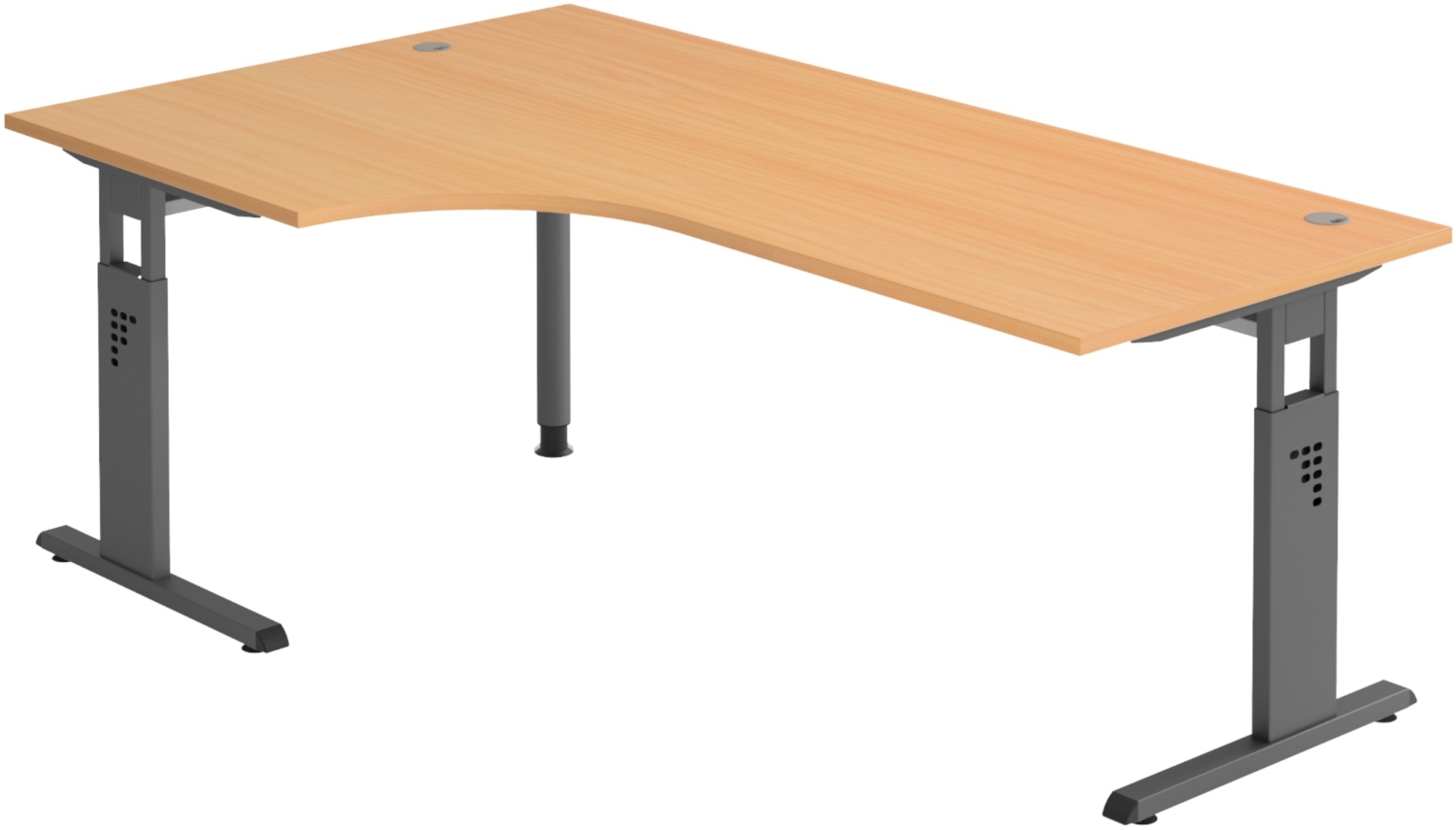 bümö höhenverstellbarer Eckschreibtisch O-Serie 200x120 cm in Buche, Gestell in Graphit - Schreibtisch L Form, großer Tisch für's Büro, Computertisch höhenverstellbar, OS-82-6-G Bild 1
