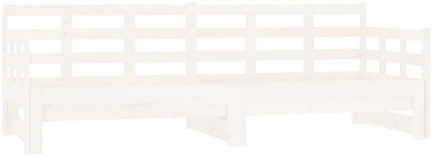 Tagesbett Ausziehbar Weiß Massivholz Kiefer 2x(80x200) cm [820378] Bild 1