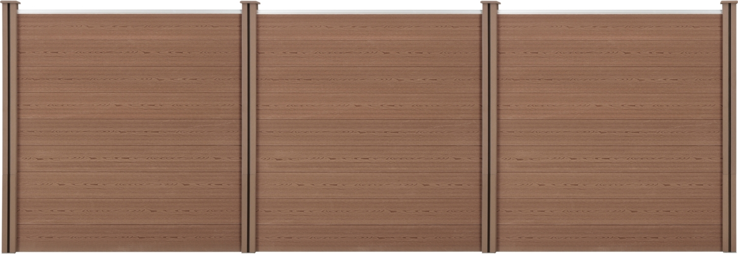 Gartenzaun Getafe WPC mit Pfosten 183x531 cm Braun neu. holz Bild 1