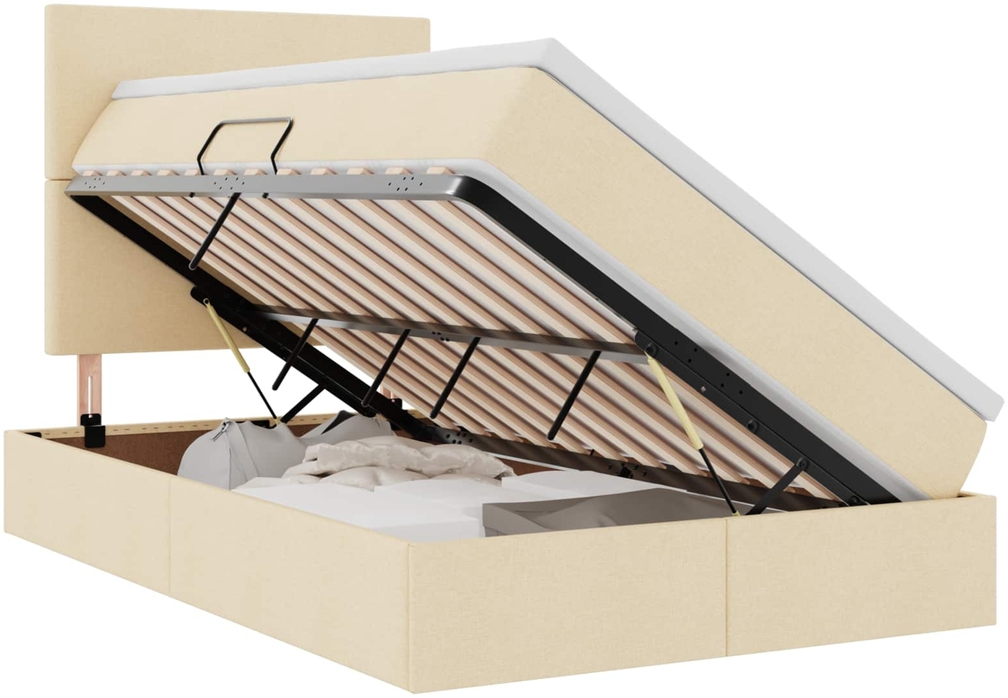 vidaXL Bett mit LED-Lichtleisten mit Kopfteil Creme 120 x 200 cm Stoff 3372349 Bild 1