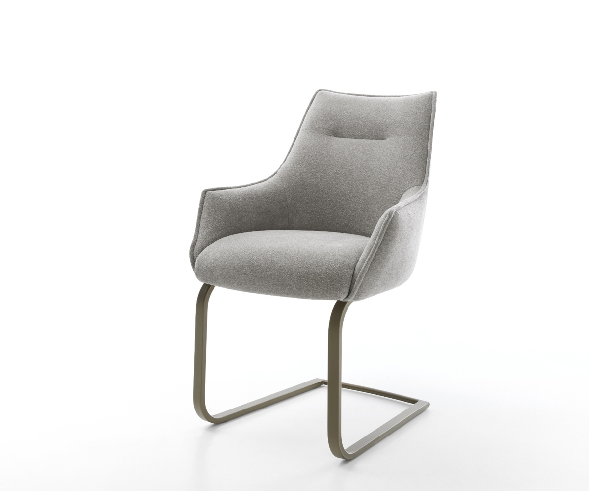 Freischwinger Alja-Flex mit Armlehnen Strukturstoff Soft Grau Freischwinger flach Effektfinish Titan Taschenfederkern Bild 1