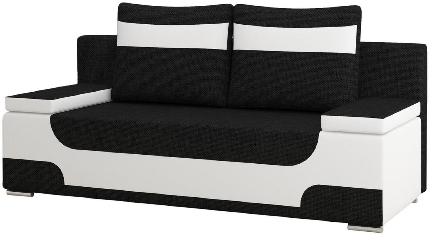 Casa Padrino Luxus Schlafsofa Schwarz / Weiß / Silber 200 x 92 x H. 90 cm - Wohnzimmer Sofa mit Schlaffunktion - Wohnzimmer Möbel - Luxus Möbel - Luxus Interior Bild 1