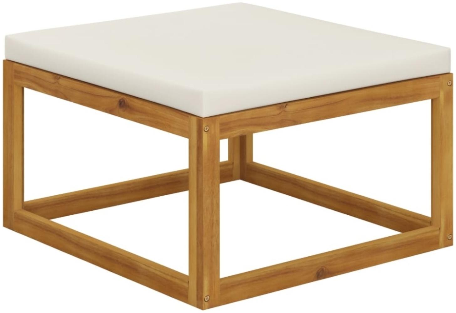 vidaXL Hocker mit Cremeweißem Kissen Massivholz Akazie 318558 Bild 1